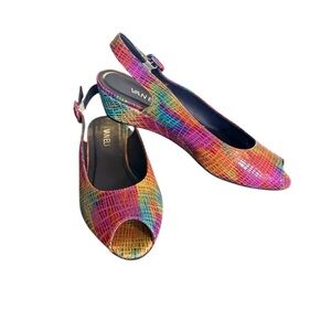 Shoes Wedges Sandals SLINGBACK Vaneli Women's Multicolor Slingback Heels size 8